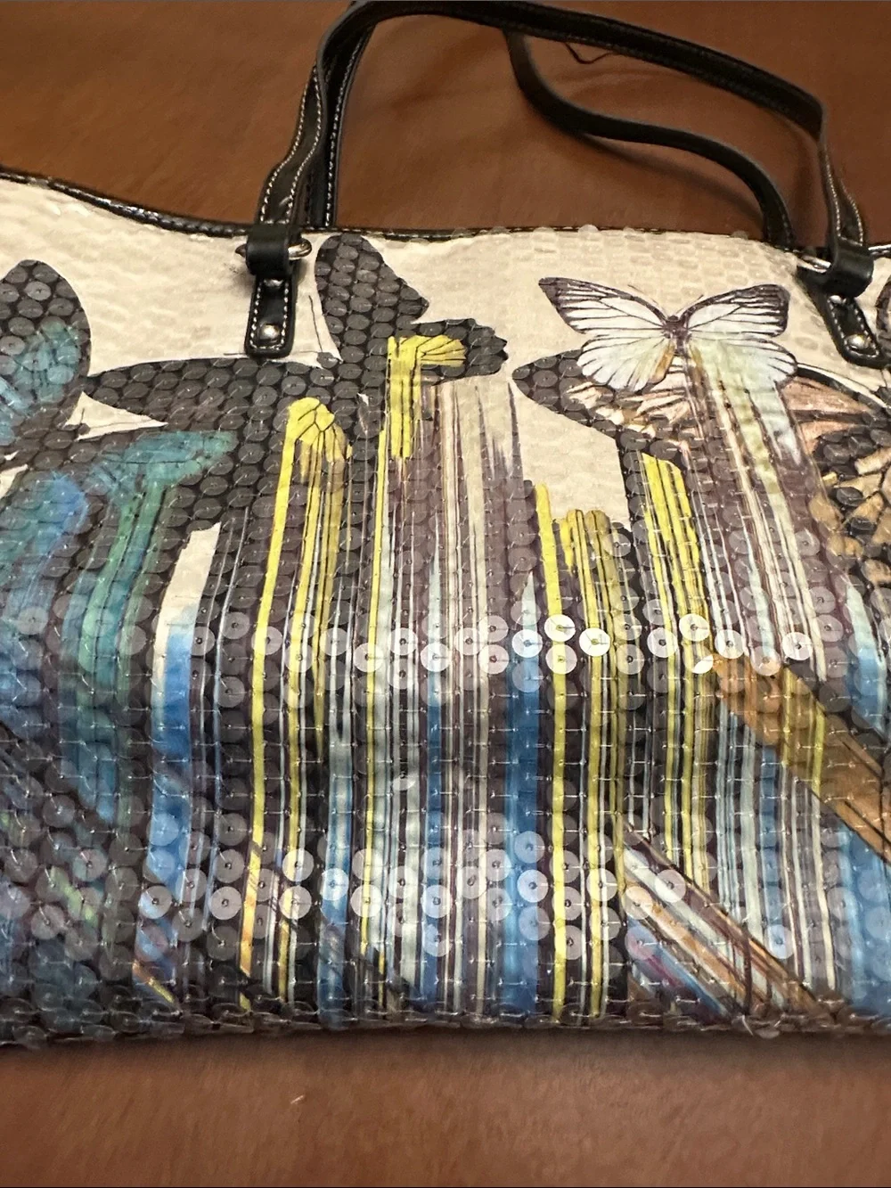 Nine West Butterfly Sequin Tote Bag Purse
